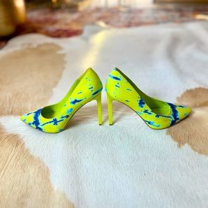 Nine West | Tatiana Pointy Toe Pumps | Neon Green/Blue Tie Dye | Size 7